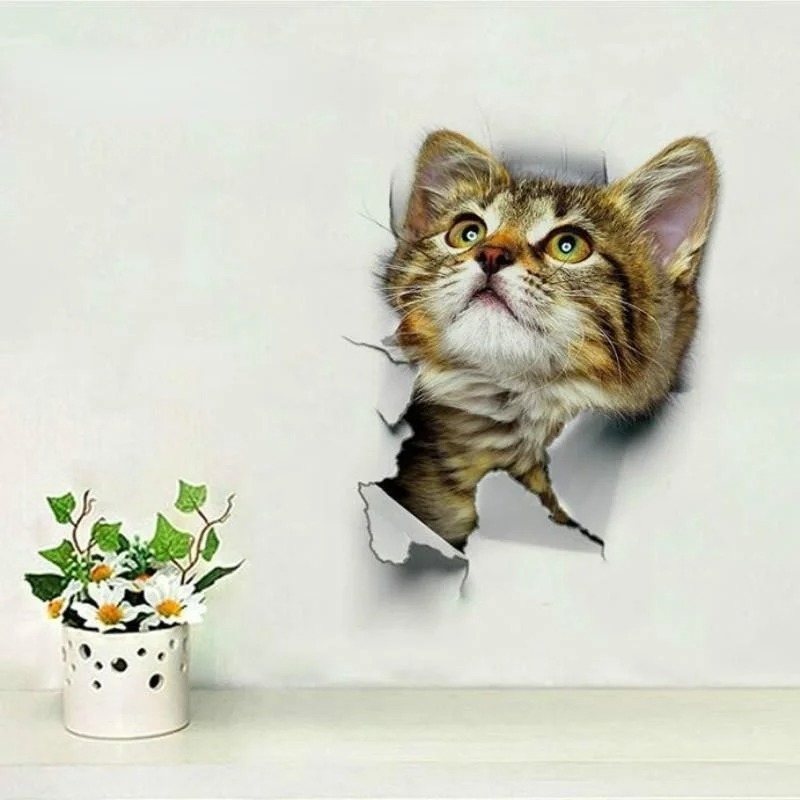 3pcs 3D Cute Cat Self-adhesive - Pvc Panel Background 리뷰 및 가격