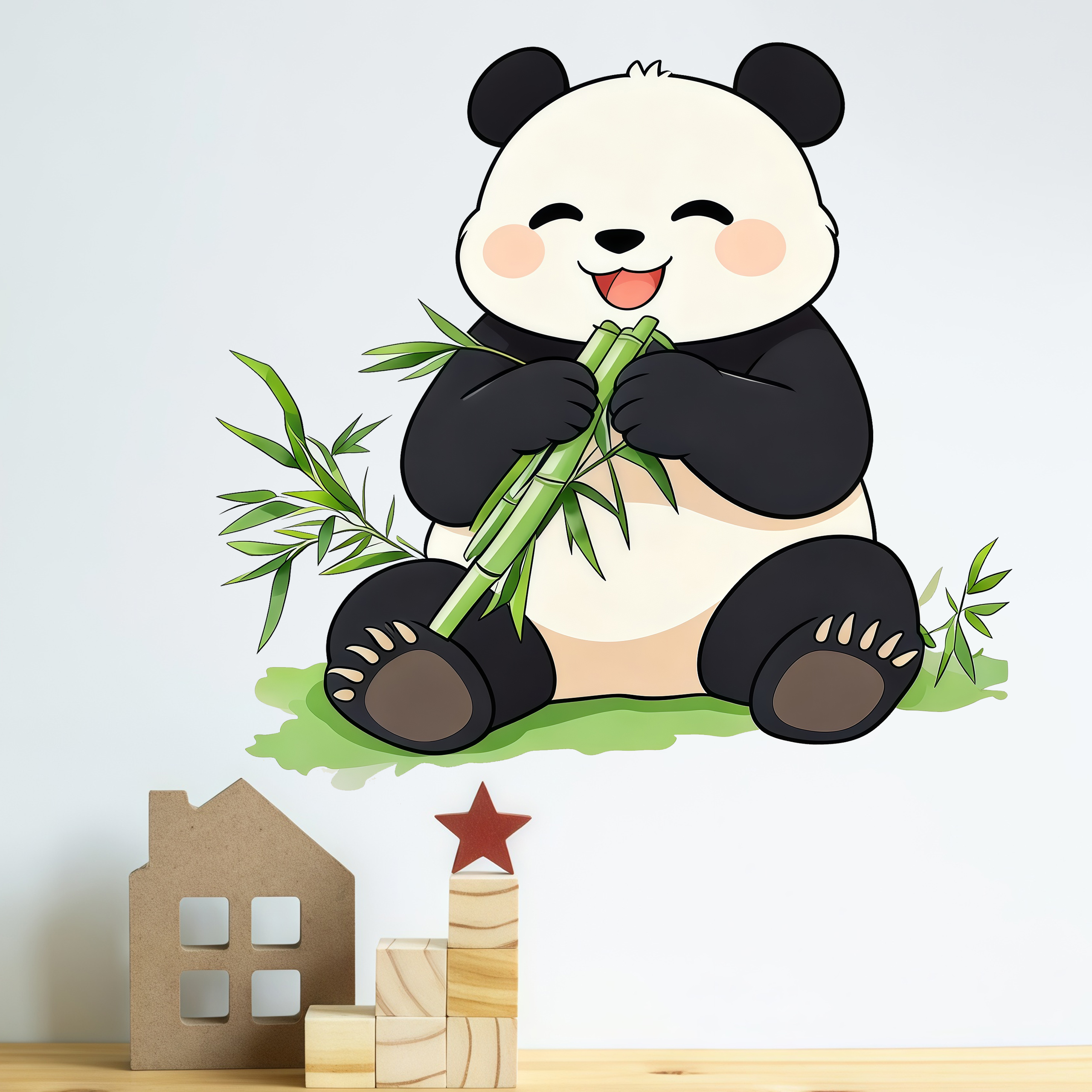 Bamboo And Panda Wall Decals S - Pvc Panel Background 리뷰 및 가격